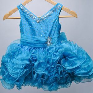 The Rain Kids Ocean Turquoise Bright Blue Cupcake Pageant Dress: Size 24 months
